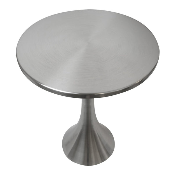 English Elm Metal Spun Round Accent Table Brushed Nickel Finish for Modern Living Rooms B202P471740
