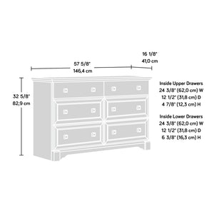 English Elm Dresser, Contemporary Brown Finish With Deep Drawers & Sleek Metal Handles For Modern Storage Solutions B356P402624