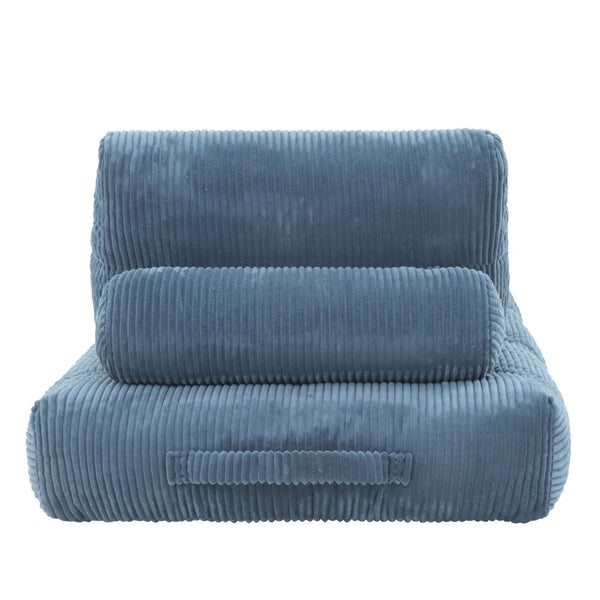 English Elm 70.8"corduroy Fabric Oversized Bean Bag Couch Plush Ergonomic Lounger for Dorm or Bedroom Blue W3975P440927