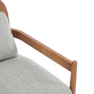 English Elm Christopher Knight Home® - [Set of 2] 26.6" Mid-Century Modern Accent Chair with Solid Wood Frame, Rattan Back and Plush Upholstery Grayish Green,Walnut N767P298390G