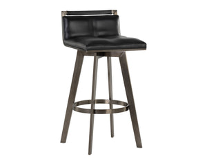 Sunpan Arizona Swivel Barstool - Stylish Art Deco Design with Antique Brass Finish and 360-Degree Comfort Castillo Black