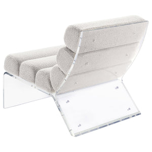 English Elm Freeman Bouclé Upholstered Armless Acrylic Chair with Channel-Tufted Comfort and Clear Modern Frame Ivory B062P299961