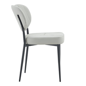 English Elm Dark Oil Waxed Faux Leather Dining Chair Set with Diamond Tufted High Back Metal Legs W3493P449243