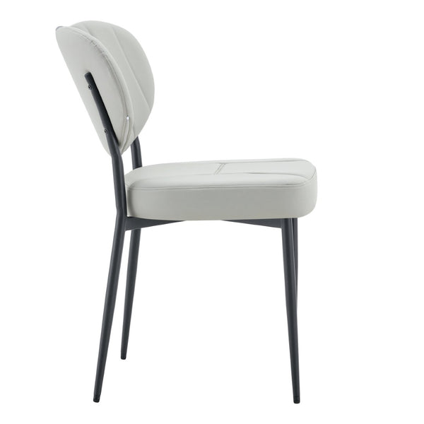 English Elm Dark Oil Waxed Faux Leather Dining Chair Set with Diamond Tufted High Back Metal Legs W3493P449247