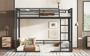 English Elm Metal Twin Xl Bunk Bed Frame - Heavy-Duty, Noise-Reduced Design For Kids, Teens & Adults, Black Finish W1580S00157