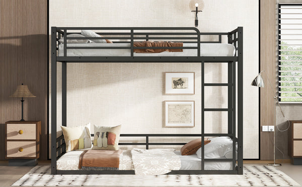 English Elm Metal Twin Xl Bunk Bed Frame - Heavy-Duty, Noise-Reduced Design For Kids, Teens & Adults, Black Finish W1580S00157