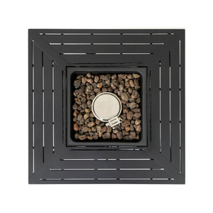 English Elm 28-Inch Iron Square Propane Fire Pit Table - Elegant, Durable Design With Adjustable Heat & Versatile Use W3131P277175