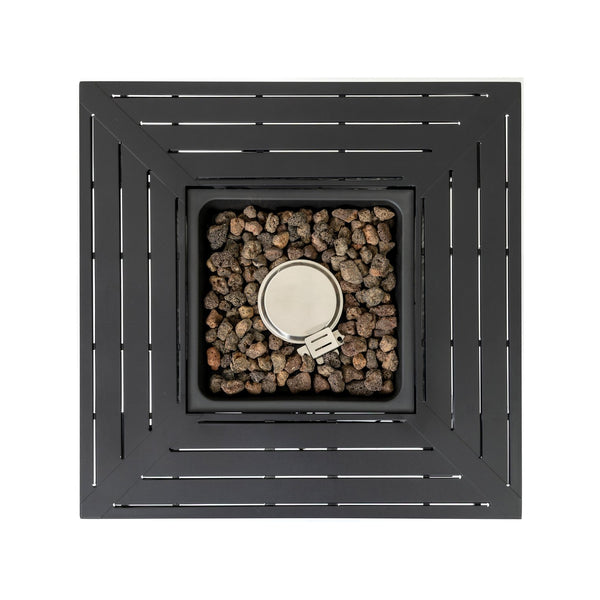 English Elm 28-Inch Iron Square Propane Fire Pit Table - Elegant, Durable Design With Adjustable Heat & Versatile Use W3131P277175