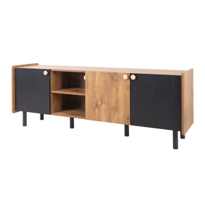 English Elm Mid Century Tv Stand With 3 Cabinets - Stylish Media Console For Tvs Up To 70” With Smart Storage N710P180186P