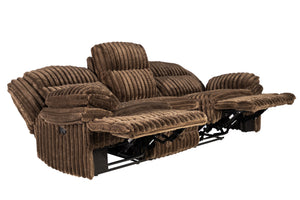 English Elm Contemporary Chocolate Fur-Like Corduroy Motion Sofa with Cup Holders, Drawer & USB Charging Recliner B011P335399