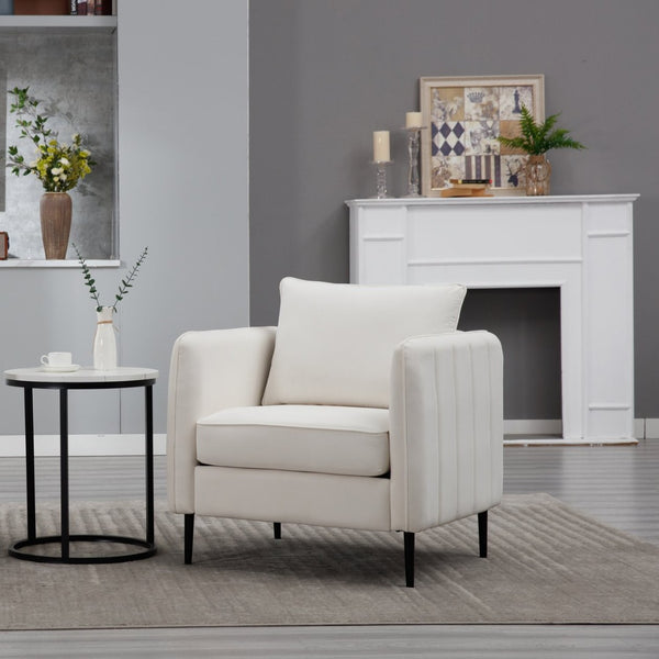 English Elm Accent Velvet Armchair Mid-century Modern Plush Seat with Metal Legs for Any Room W3244P327103
