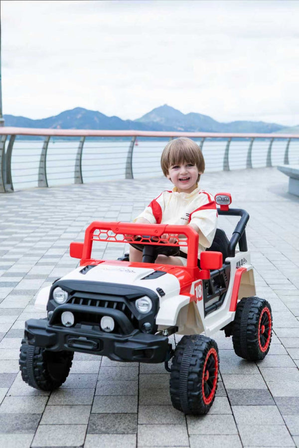 English Elm 12v Ride on Toddler Car with Remote Control Spring Suspension and Off Road 4x4 Drive White+Red W3822P371942