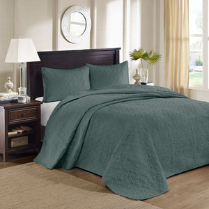 Madison Park Quebec Transitional 3 Piece Reversible Bedspread Set MP13-8480 Balsam Green