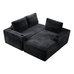 English Elm 104 Inch Corduroy Modular Sectional Sofa Deep Cushioned L Shaped Living Room Couch W5515S00023
