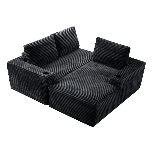 English Elm 104 Inch Corduroy Modular Sectional Sofa Deep Cushioned L Shaped Living Room Couch W5515S00023