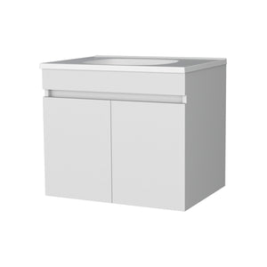 English Elm FM Modern Floating Bathroom Vanity with Integrated Sink and Soft-Close Door for Sleek Storage White 29 L x 23 W x 13 H B128P293883