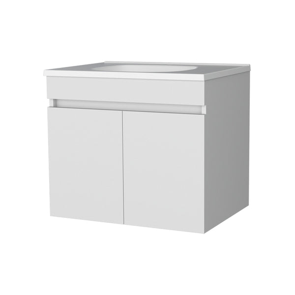 English Elm FM Modern Floating Bathroom Vanity with Integrated Sink and Soft-Close Door for Sleek Storage White 29 L x 23 W x 13 H B128P293883