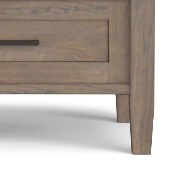 English Elm Ela Handcrafted Solid Wood End Table in Smoky Brown Finish with Drawer & Open Shelf, 18"x20" B136P203477