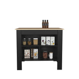 English Elm Kitchen Island Ada, Kitchen, Black / Light Pine