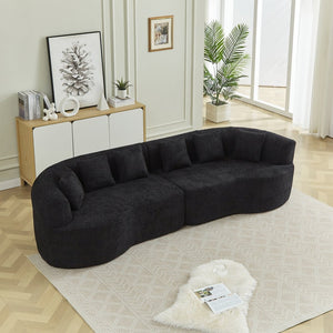 English Elm Curved Chenille Sectional Sofa Oversized Four Seat Cloud Foam Living Room Lounge W3505P355584