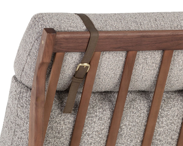 Sunpan Elanor Lounge Chair - Stylish Mid-Century Design with Comfortable Cushioning and Unique Leather Straps Walnut / Altro Cappuccino