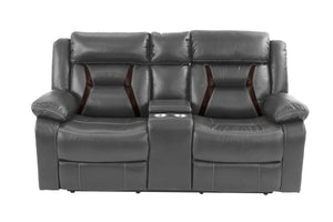 English Elm Modern Power Reclining Sofa Set Leatherette Upholstered Living Room Gray 3 Piece B011S02442