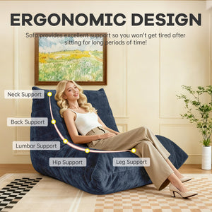 English Elm Ftmmc-lanse Chenille Bean Bag Chair Full Body Support for Reading and Media Rooms Blue W3737P458675