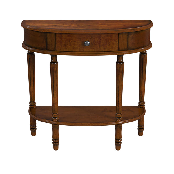 Butler Specialty Mozart Elegant Demilune Console Table With Storage Drawer & Open Shelf - Perfect For Small Spaces Medium Brown Poplar Hardwood Solids,Mdf,Cherry Veneer 667011-butler