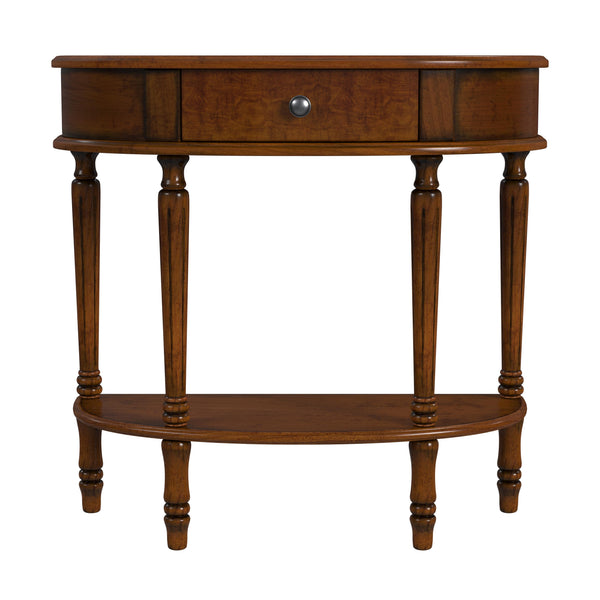 Butler Specialty Mozart Elegant Demilune Console Table With Storage Drawer & Open Shelf - Perfect For Small Spaces Medium Brown Poplar Hardwood Solids,Mdf,Cherry Veneer 667011-butler