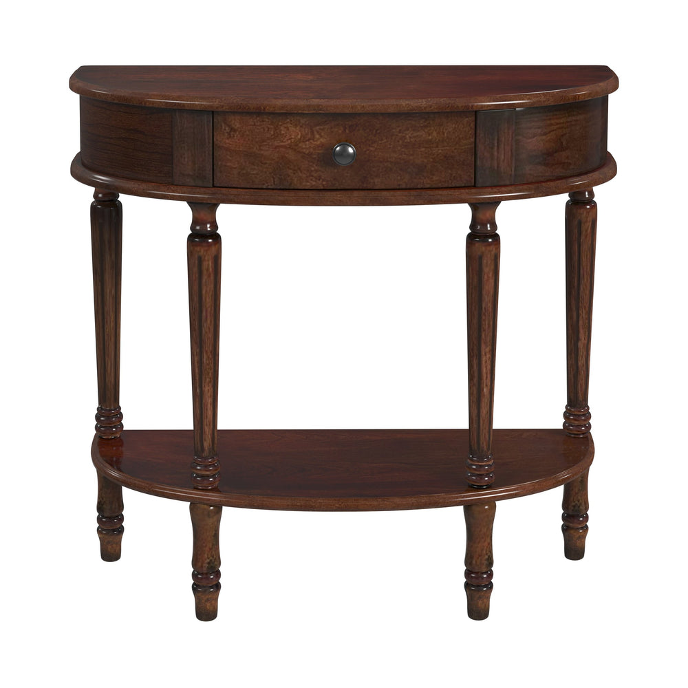 Butler Specialty Mozart Elegant Demilune Console Table With Drawer & Open Shelf – Chic Accent For Any Space Dark Brown Poplar Hardwood Solids,Mdf,Cherry Veneer 667024-butler