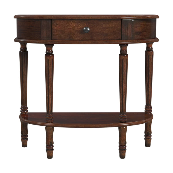 Butler Specialty Mozart Elegant Demilune Console Table With Drawer & Open Shelf – Chic Accent For Any Space Dark Brown Poplar Hardwood Solids,Mdf,Cherry Veneer 667024-butler