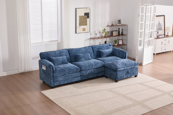 English Elm United Oversized 112" Modular Sectional Sofa - Modern Chenille Cloud Couch With Storage Ottoman & Usb Ports W1568S00190-GIGA