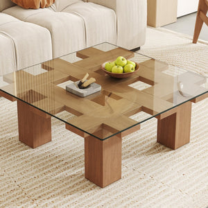 English Elm Only Square Tempered Glass Table Top Heat Resistant Clear Surface for Dining W1151P209992