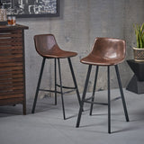 Christopher Knight Home® - Noble House - Dax Modern Upholstered Bar Stool, Brown and Black - Set of 2