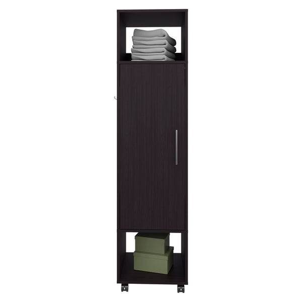 English Elm Wardrobe Boston Black - Space-Saving Engineered Wood Closet with Mirror, Rod & Two Deep Shelves B092P225204