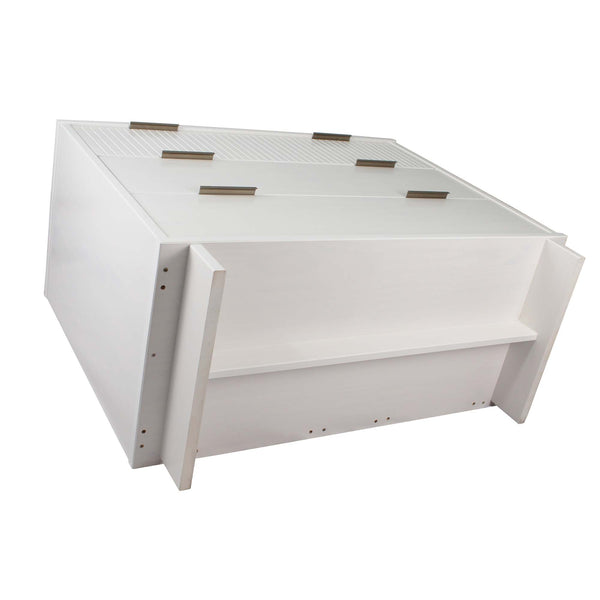 English Elm Granville 38" White Dresser - Modern 3-Drawer Storage With Glam Gold Hardware & Ribbed Front Design B365S00074