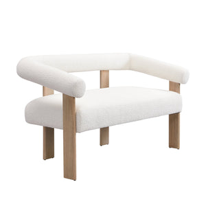 English Elm Christopher Knight Home® - Round boucle armrest loveseat with curved ergonomic design, compact cozy two-seater for small spaces and lofts Beige,Natural N771P370615M