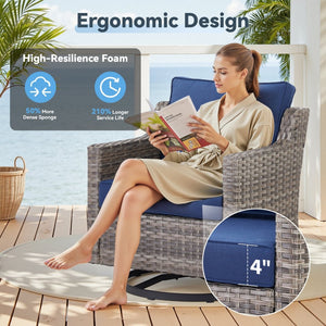 English Elm 73.2" Outdoor Handwoven Rattan 3 Seat Sofa with Olefin Cushions for Porch or Patio T3773P416345