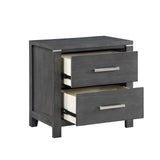 English Elm Toyan Charcoal Grey 2-Drawer Nightstand With Chrome Pulls