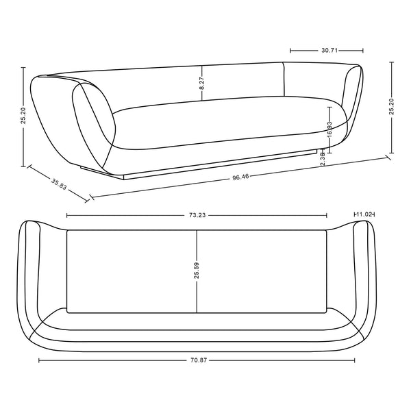 English Elm Ulka 96" Chenille Sofa – Durable Pine Frame, High-Density Foam, Commercial Grade, Includes Bolsters Light Brown B365P398113