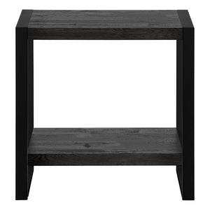 English Elm Accent C-Shaped Side Table with Reclaimed Wood-Look Top and Sleek Metal Frame for Small Spaces Black 28 L x 15 W x 9 H B2710P219149