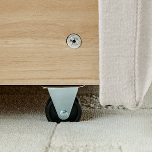 English Elm California King Upholstered Bed Frame - Soft Chenille Fabric, Modern Design With Storage Drawer, Beige W487P311316