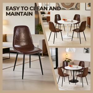 English Elm Pvc Sleek Matte Black Dining Chair Set of 4 for Kitchen Studio or Cafe Use W3766P436152
