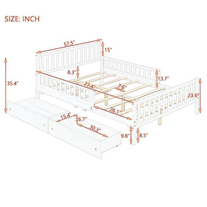 English Elm Full Wood Platform Bed with Headboard, Guardrails & Underbed Storage Drawers – Sturdy Pine Frame, 450LB Capacity Walnut 78.25 L x 18.5 W x 6 H N733P172700D