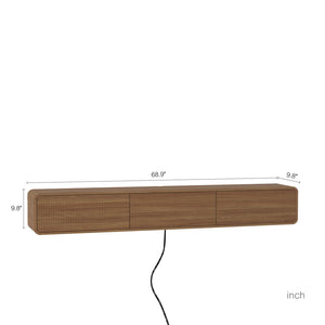English Elm Floating Wall Mounted Tv Stand with Led Ambiance for Modern Living Rooms 69 Inch W1321P450663