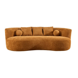 English Elm 90 Inch Curved Boucle Sofa Sculptural Upholstered Couch for Modern Living Spaces Camel N773P376896N