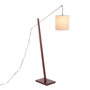English Elm Floor Lamp with Walnut Base Satin Nickel Stem and Soft Grey Shade for Living Rooms B202S02143