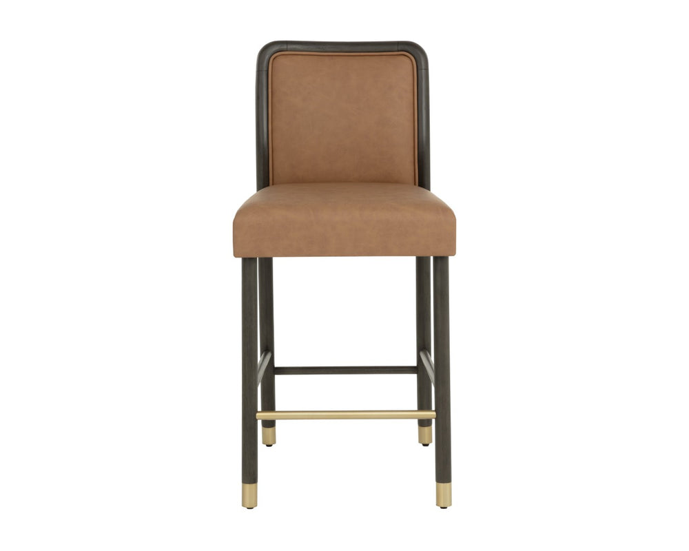 Sunpan JENO Counter Stool in Milliken Cognac - Stylish Mid-Century Modern Design for Kitchen & Bar Use 112613