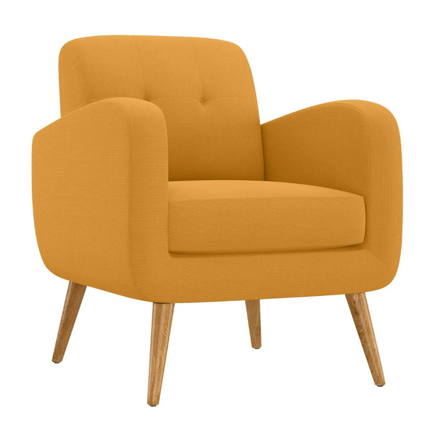 English Elm Ashby Compact Linen Accent Chair with Solid Wood Legs for Bedroom Reading Nooks B127P409839