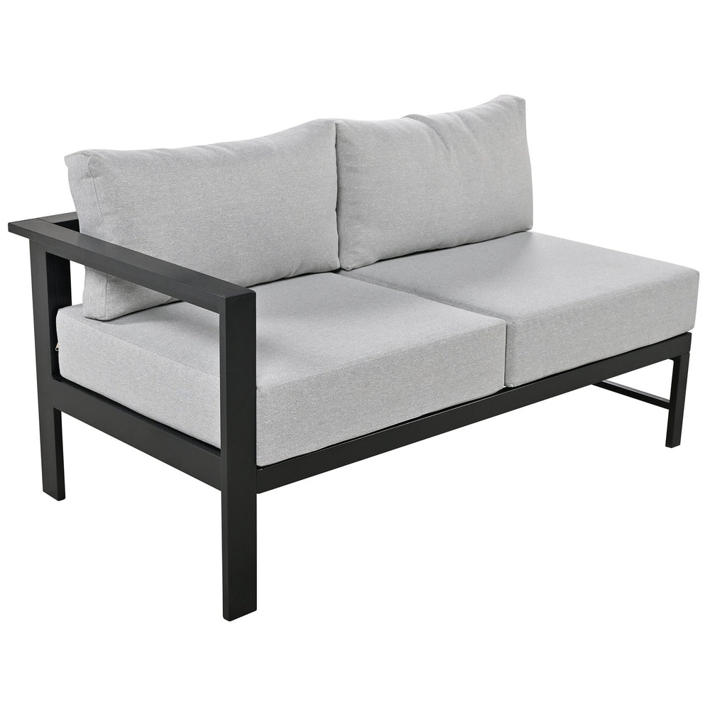English Elm U-shaped outdoor sofa set with durable aluminum frame, polyspun cushions, high weight capacity and garden-ready style Grey WY000392AAE